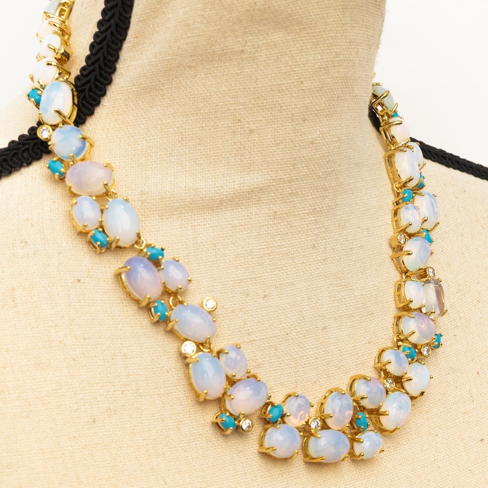 Real Collectibles by Adrienne cabachon necklace blue stones & faux diamonds - Picture 4 of 16